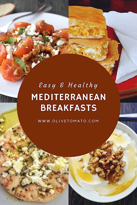 Greek Mediterranean Breakfasts Mediterranean Diet Breakfast, Food Mediterranean, Mediterranean Breakfast, Mediterranean Cooking, Med Diet, Easy Mediterranean Diet, Mediterranean Diet Meal Plan, Low Carb Muffins, Easy Mediterranean Diet Recipes