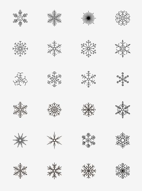 Snowflake Icon, Snow Tattoo, Snow Flake Tattoo, Snowflake Clipart, Snowflakes Drawing, Simple Snowflake, Christmas Doodles, Animal Rabbit, Black Minimalist