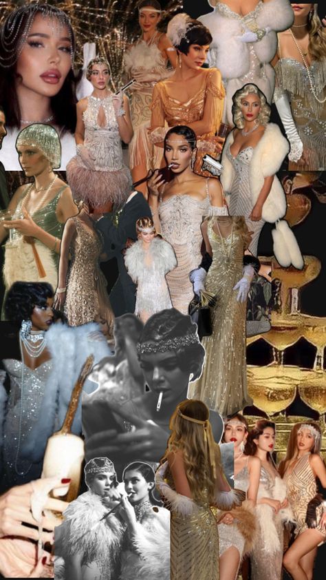 Vintage Nye Party Aesthetic, Roaring 20s Pictures, 20s Birthday Party Theme Outfit, Nye Glam Outfit, Roaring 20s Themed Party, 2025 Party Trends, Birthday Dress Up Themes, Gatsby Gala Outfits, Roaring Twenties Party Outfit