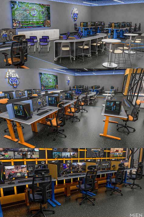 Check out this modern k12 esports lab designed with students in mind. Visit our website for more images. #MiEN #k12education #highereducation #design #furniture #21stcenturylearning #learning #schooldesign #collaboration #students #teachers #softseating #schoolfurniture #activelearning #activefurniture #makerspace #esports Key Design Ideas, School Computer Lab Design, 21st Century Classroom Design, Makerspace Furniture, Computer Lab Design, Makerspace Design, School Computer Lab, Classroom Interior, 21st Century Classroom