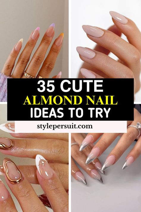 Almond-shaped nails are a popular and versatile nail design. Here are 35 cute almond nail designs and ideas that you might love:. Almond Shape Nail Designs Classy, Nail Design Oval Shape, Medium Almond Nails Designs Simple, Medium Almond Shaped Nails, Nail Design For Almond Shaped Nails, Neutral Vacation Nails Almond, Almond Natural Nail Designs, Acrylic Nails Ideas Short Almond, Almond Nail With Design