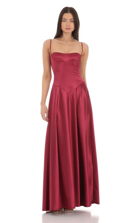 Satin Square Neck Maxi Dress in Maroon Square Neck Maxi Dress, Silk Prom Dress, Prom Dress Inspo, Classy Prom Dresses, Prom Inspo, Lucy In The Sky, Prom Dress Inspiration, Pretty Prom Dresses, Prom Outfits