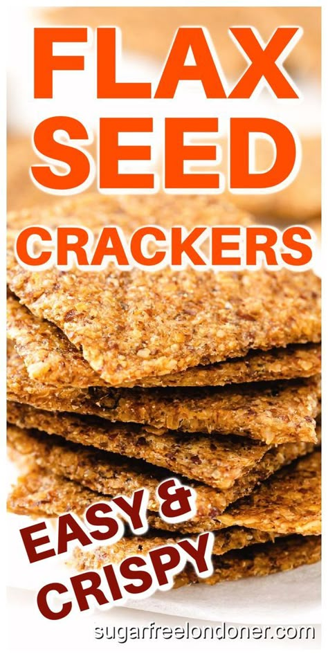 Flaxseed crackers are a fantastic gluten free staple to have around. Learn how to make these crispy, delicious flax crackers with just 4 ingredients! Only 0.3g net carbs for a portion of 4 crackers. Find plenty of ideas for flavour variations in the post. Flax Seed Crackers Keto, Flax Meal Crackers, Keto Flaxseed Crackers, Gluten Free Goldfish Crackers Recipe, Whole Flax Seed Recipes, Keto Seed Crackers Recipe, Grain Free Crackers, Flackers Crackers Recipe, Seed Crackers Gluten Free