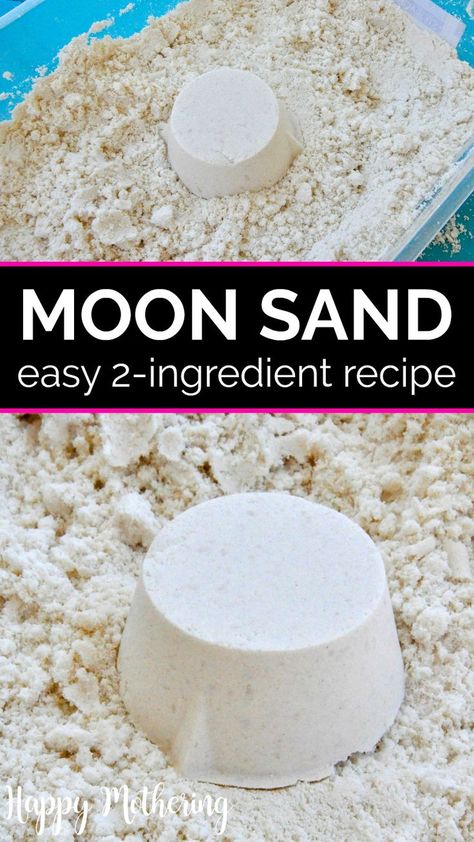 Moon Sand Recipe, Homemade Kinetic Sand, How To Make Sand, Activities To Keep Kids Busy, Sand Recipe, Homemade Moon Sand, Diy Moon Sand, Sands Recipe, Bored Ideas