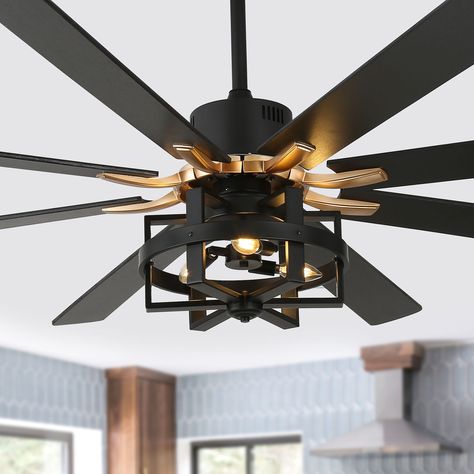 Farmhouse Windmill Ceiling Fan, Large Ceiling Fan Living Rooms Farmhouse, Family Room Ceiling Fans, Vaulted Ceiling Living Room Fan, Rustic Fans Ceiling, Black Ceiling Fan Living Room, Cabin Ceiling Fan, Farmhouse Style Ceiling Fan, Farmhouse Ceiling Fan With Light