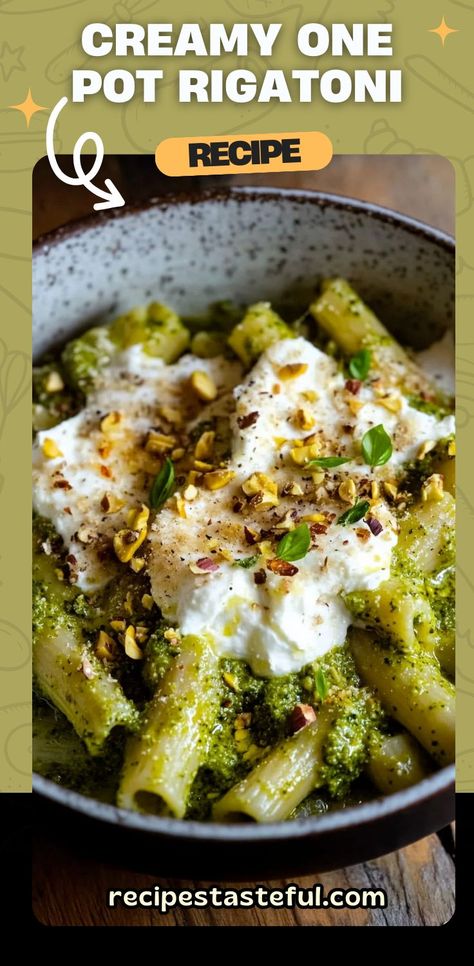 Pesto Burrata, Burrata Recipe, Rigatoni Recipes, Pistachio Pesto, Simple Pasta, Easy Pasta Dishes, Quick Weeknight Meals, Pesto Pasta, Rigatoni