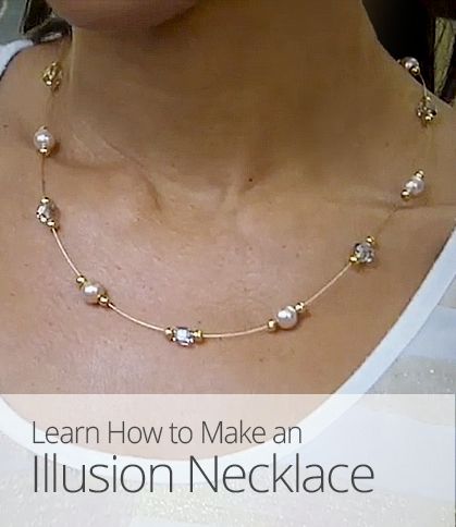 Want to make your own elegant jewelry? This lesson shows you how to make an illusion necklace from beading wire and pearls, crystals, or other sparkling beads. Necklasses Ideas, Illusion Necklace, Jewelry Beaded, Jewelry Techniques, Homemade Jewelry, Beading Wire, How To Make Necklaces, Beaded Jewelry Diy, Jewelry Patterns