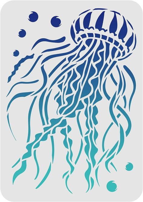 Amazon.com: FINGERINSPIRE Jellyfish Stencil 11.7x8.3 inch Jellyfish Drawing Stencil Reusable Seashore Reef Fish Stencils Marine Life Stencil Ocean Theme Stencil for Painting on Wood Paper Fabric Floor Wall : Everything Else Jellyfish Stencil, Fish Stencil, Fabric Tiles, Jellyfish Drawing, Reef Fish, Tree Stencil, Stencil Printing, Drawing Stencils, Bunny Drawing