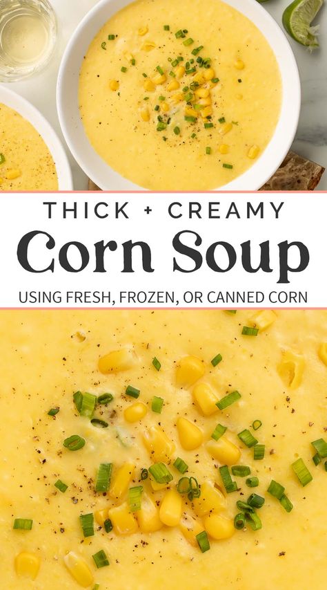 Recipes With Canned Corn, Corn Soup Recipes Easy, Sweet Corn Chowder, Creamy Corn Soup, Cream Of Corn Soup, Summer Soup Recipes, Bacon Chowder, Corn Soup Recipes, Creamy Soup Recipes