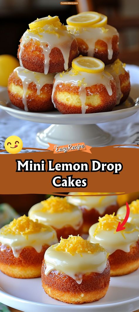 Bite into the zesty sweetness of Mini Lemon Drop Cakes, tiny bursts of bright lemon flavor in a fluffy, moist cake form. Topped with a light lemon glaze, these mini cakes are perfect for parties, afternoon teas, or whenever you need a little pick-me-up. #LemonDropCakes #MiniCakes #CitrusDessert Dessert Business, Drop Cake, Citrus Desserts, Valentines Recipes Desserts, The Best Cake Recipes, Cake Form, Fluffy Cake, Easy Chicken Pot Pie, Mini Bundt Cakes