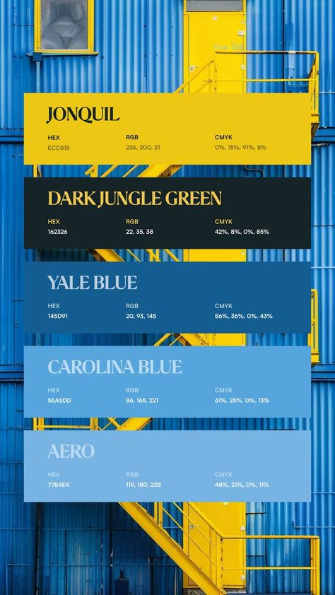 Colors:
ECC815
162326
145D91
56A5DD
77B4E4 Color Palette Technology, Pantone Colors Blue, Blue Tones Palette, Blue Pallet Color, Blue Branding Color Palette, Cyan Color Palette, Color Palette Layout, Green Color Pallet, Color Palette With Blue