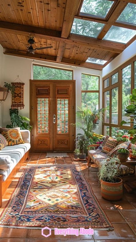 26+ Stunning Sunny Sunroom Ideas That'll Make Your Heart Swoon Sunroom Back Of House, Sunroom Ideas Front Of House, Low Ceiling Sunroom, Sunroom Ideas With Brick Wall, Sunroom Addition Front Of House, Old House Sunroom, Sunroom Painting Studio, Home With Conservatory, Sunroom Wood Paneling