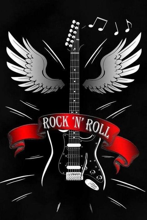 Rock Guitar Aesthetic, Rock And Roll Guitar, Aesthetic Guitar, Guitar Aesthetic, Rock Poster Art, Guitar Print, Rock N Roll Art, Band Wallpapers, Rock Guitar