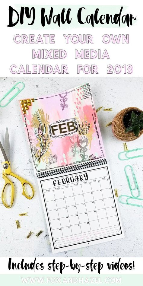 DIY Wall Calendar for February - Fox + Hazel Diy Calendar Ideas Notebooks, Diy Wall Calendar Ideas, Wall Calendar Diy, Wall Calendar Ideas, Diy Wall Calendar, Diy Calendar Wall, Doodle Calendar, Handlettering Inspiration, Wall Calendar Design