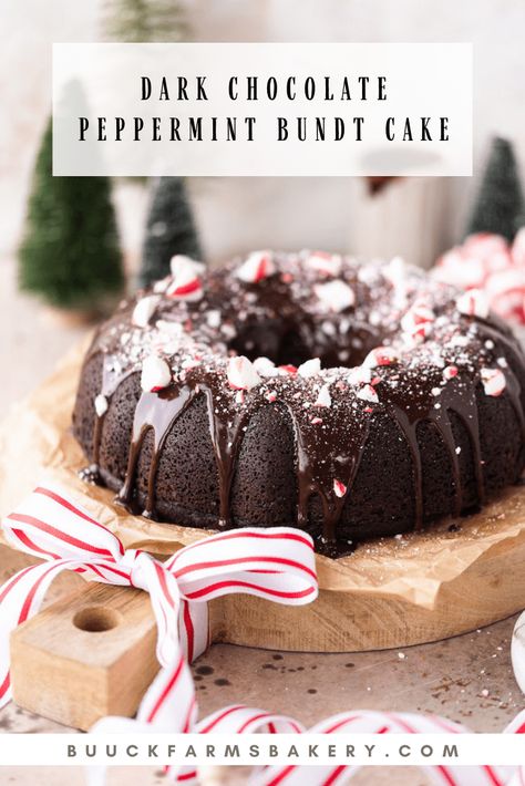 Chocolate Peppermint Bundt Cake, Peppermint Bundt Cake, Christmas Bundt Cake, Chocolate Peppermint Cake, Peppermint Recipes, Peppermint Cake, Crushed Peppermint, Xmas Cakes, Xmas Desserts