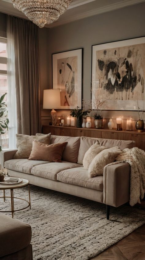 Cosy Home Decor Living Room, Home Lounge Room Ideas, Living Room Designs Clean, Small Living Room Ideas Beige Couch, Small Cosy Lounge, No Light Living Room Ideas, Modern Vintage Decor Living Room Small Spaces, Small Lounge Room Ideas Cosy, Cosy Sitting Room Ideas