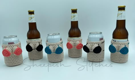 Household Crochet Patterns Free, Can Cozy Crochet Pattern Free, Crochet Koozies, Crochet Koozie Pattern Free, Crochet Koozie Pattern, Beer Can Cozy Crochet Free Pattern, Crochet Can Koozie Pattern Free, Koozie Crochet Pattern, Funny Crochet Patterns