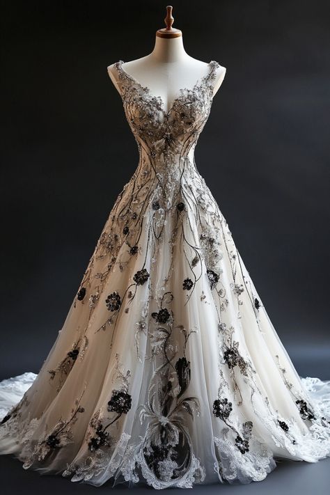 Wedding Dress White With Black Lace, Fall Wedding Dress, Victorian Wedding Dress, Expensive Dresses, Margaery Tyrell, Black Wedding Dress, Gothic Wedding Dress, Sparkling Jewelry, Dark Wedding