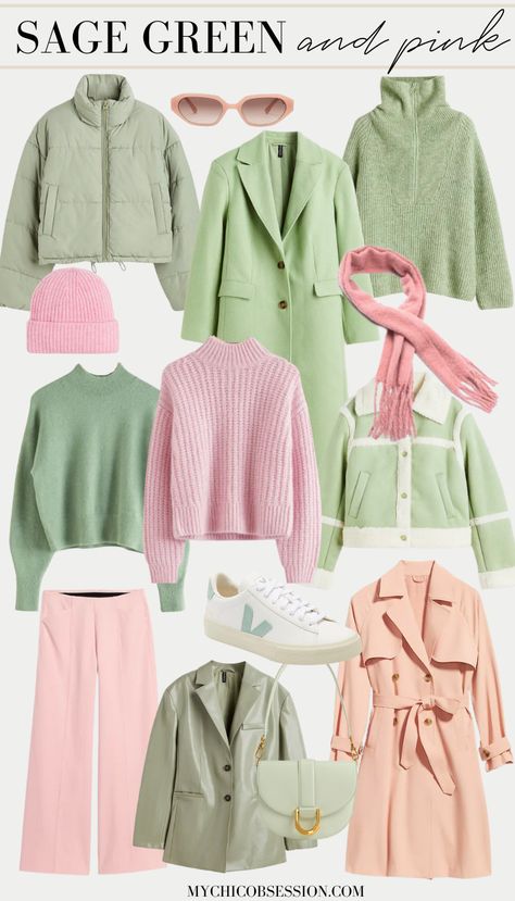 Sage Green And Pink, Pink Pants Outfit, Pink Color Combination, Color Outfits, Color Combos Outfit, Color Combinations For Clothes, Beige Outfit, Mode Casual, Green Outfit