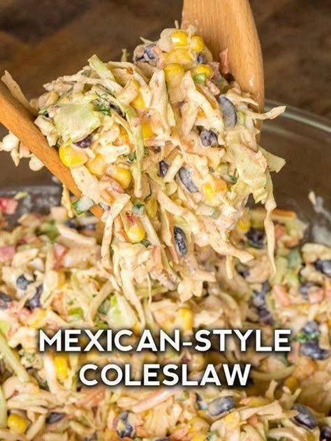 The Best Mexican Corn Coleslaw Recipe – Nine Recipes Corn Coleslaw, Mexican Corn, Cole Slaw, Slaw Recipes, Coleslaw Mix, Coleslaw Recipe, Mexican Foods, Idee Pasto Sano, Thanksgiving Menu