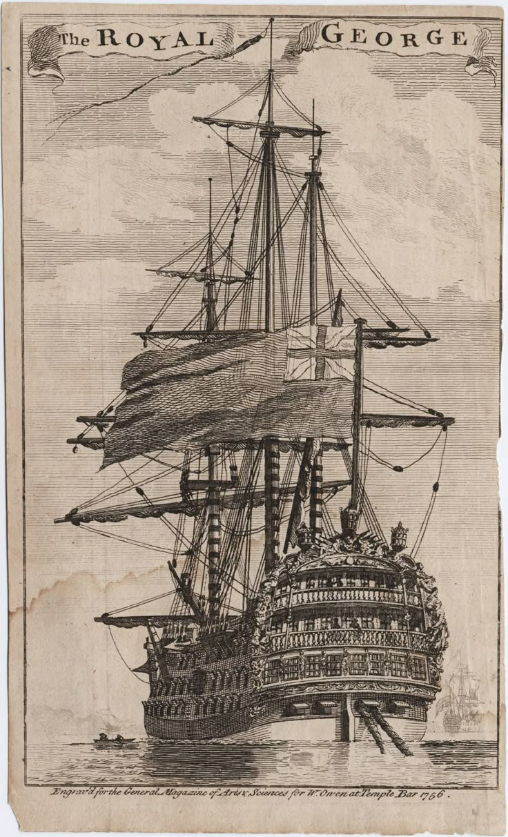 an old drawing of a ship in the water