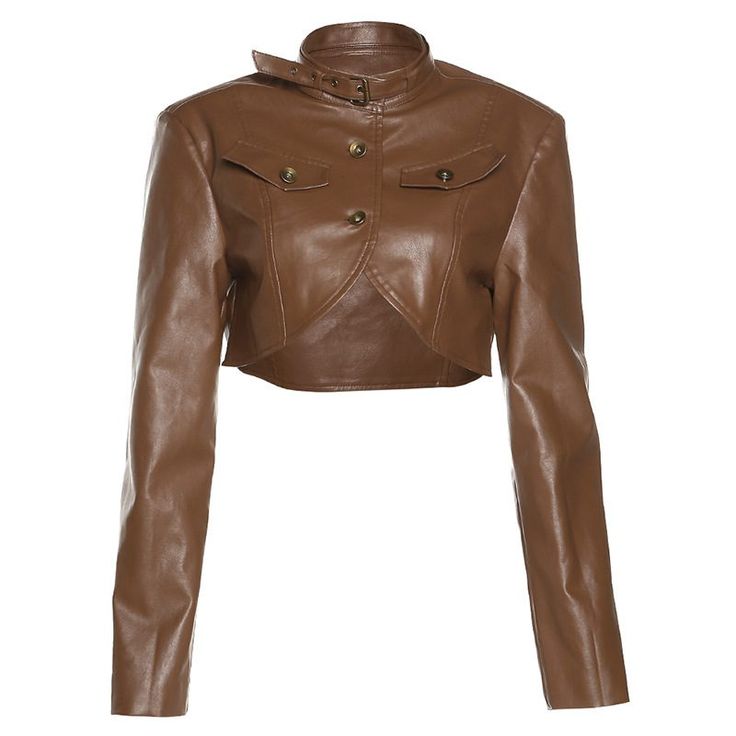 F00155148-102 Trendy Fitted Leather Jacket For Winter, Fitted Brown Cropped Jacket For Work, Brown Faux Leather Biker Jacket For Winter, Chic Fitted Faux Leather Biker Jacket, Trendy Brown Faux Leather Outerwear, Trendy Brown Faux Leather Biker Jacket, Winter Cropped Fitted Faux Leather Jacket, Fitted Faux Leather Cropped Jacket For Winter, Brown Faux Leather Outerwear For Fall