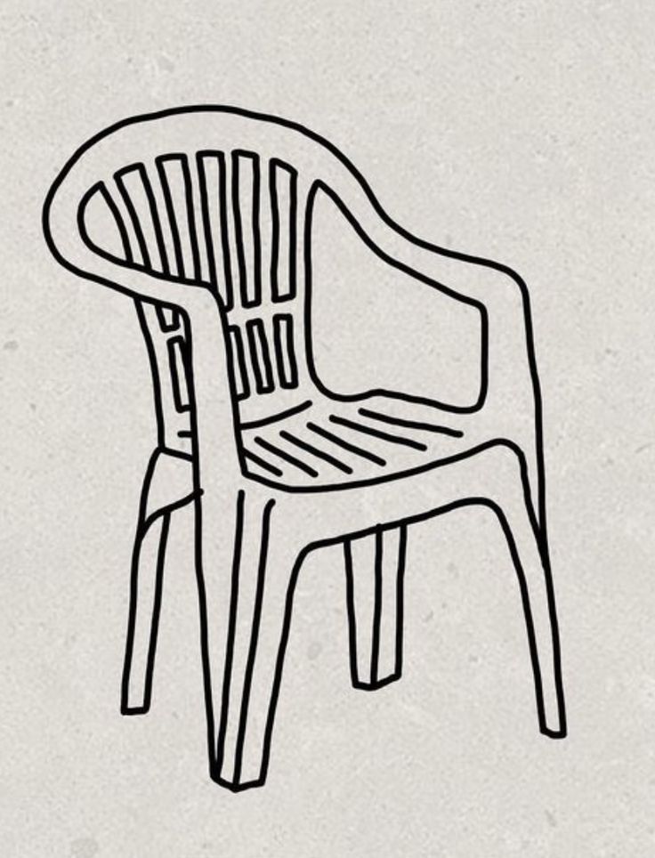 a black and white drawing of a chair