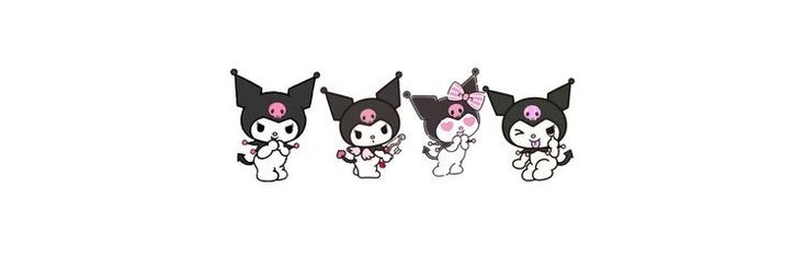 three small black and white dogs with pink bows on their ears, standing next to each other