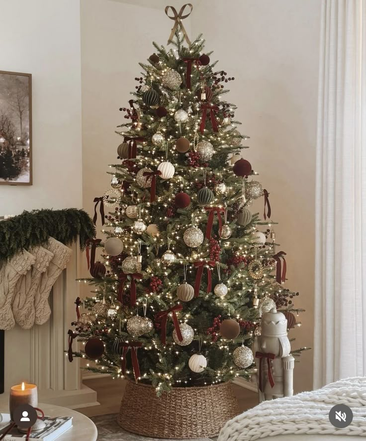 a decorated christmas tree in a living room