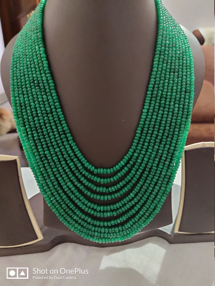 Awesome AAA 22''Emerald Beryl 757 Carat Fine Quality Emerald Beryl Rondelle Smooth 3- 4 MM Beads Gemstone Nacklace Stone :Emerald Beryl Shape :- fancy rondelle Necklace - 22 inch 10 line string Size :- 3mm to 4mm Weight :- 757 carat Polish :- Handmade Quality - AAA color - green The necklace is with tassel because you can easily adjust your necklace length. If you want any changes in the necklace example if you want with clasp we can do it. makes a great gift for your loved ones. It is known as Emerald Necklace With Polished Round Beads For Wedding, Emerald Single Strand Jewelry With Round Beads, Elegant Green Rondelle Beads, Green Beaded Bridal Necklace With Round Beads, Formal Green Hand-strung Jewelry, Polished Emerald Beaded Necklaces, Formal Emerald Necklace With Round Gemstone Beads, Green Polished Beads Jewelry For Formal Occasion, Hand-strung Green Emerald Necklace