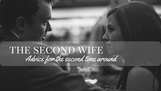 a man and woman sitting at a table with the words, the second wife advice for the second time around