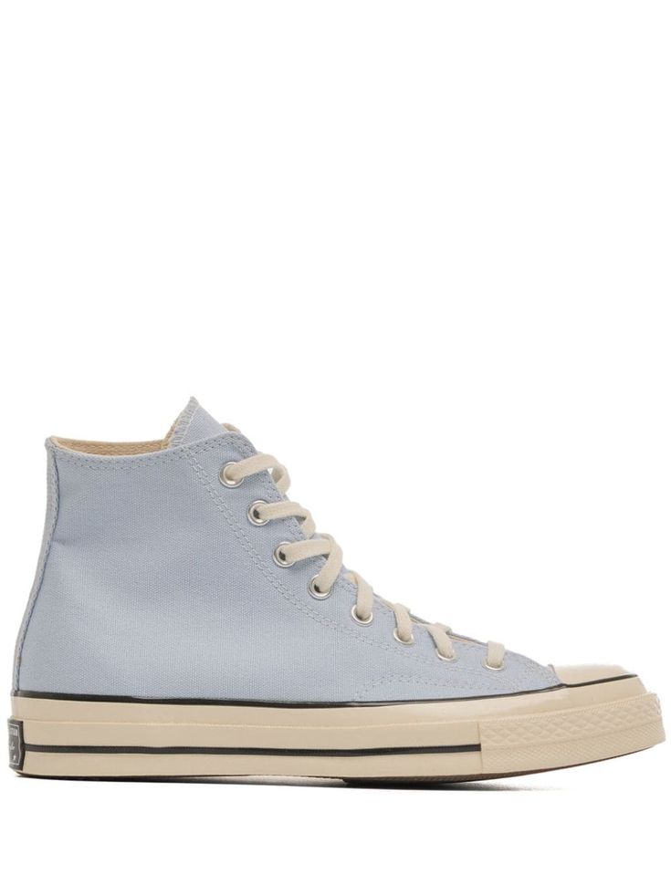 light blue canvas eyelet detailing signature Chuck Taylor patch logo at the sole round toe front lace-up fastening OrthoLite cushioning branded insole flat rubber sole ankle-length Streetwear Sneakers With Lace-up Fastening And Round Toe, Streetwear High-top Sneakers With Front Lace-up And Round Toe, Streetwear High-top Sneakers With Lace-up Fastening, High-top Sneakers With Front Lace-up For Streetwear, Canvas Sneakers With Front Lace-up And Round Toe, Round Toe Canvas Sneakers With Lace-up Fastening, Sporty Canvas Sneakers With Lace-up Fastening, Spring Streetwear Sneakers With Front Lace-up Fastening, Spring Streetwear Sneakers With Front Lace-up