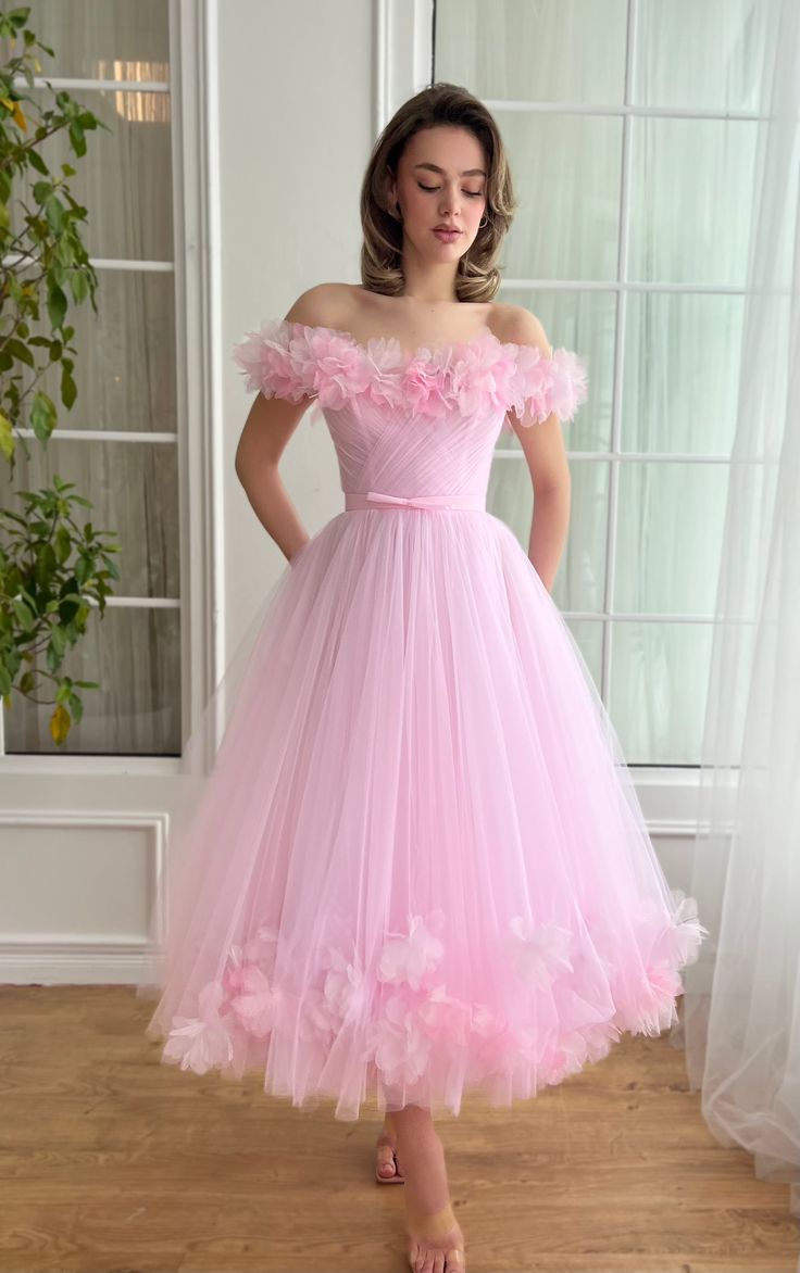 Blush Belle Midi Dress | Teuta Matoshi Dream Dress Princesses, Tulle Dresses For Women, Plus Size Pink Dress, Girly Fashion Feminine, Pink Dress Aesthetic, Pink Dress With Flowers, Princess Aesthetic Outfits, Pink Blue Dress, Valentines Fashion