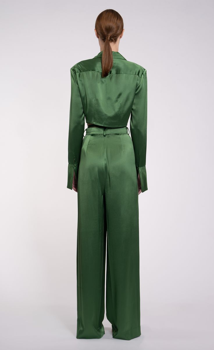 Our Paris Pant is a high-waisted, wide-leg pant. Simple, yet elegant the silky look elevates the overall appearance of the pant. The small touches such as pleats and the front zipper closure make them all the more unique. Neon Purple, Silk Pants, Clothing Essentials, Ruched Dress, Artichoke, Jacket Sale, Dress Romper, Dress Code, Online Boutiques