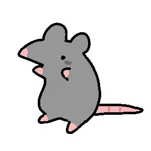 a cartoon mouse sitting on the ground