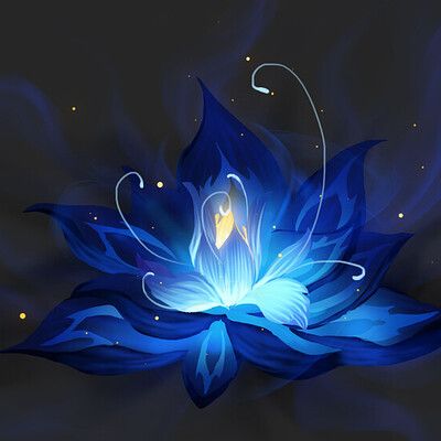 a blue flower on a black background