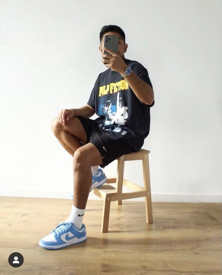 Men’s Low Dunks Outfit, Nike Dunks Low Men Outfit, Dunks Outfit Men Summer, Men’s Nike Dunk Low Outfits, Men Dunk Low Outfit, Light Blue Dunks Outfit Men, Blue Nike Dunks Outfit Men, Nike Dunk Low Outfit Men Shorts, Unc Dunks Outfit Men