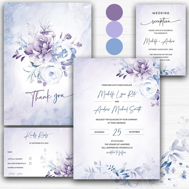 wedding stationery with watercolor flowers