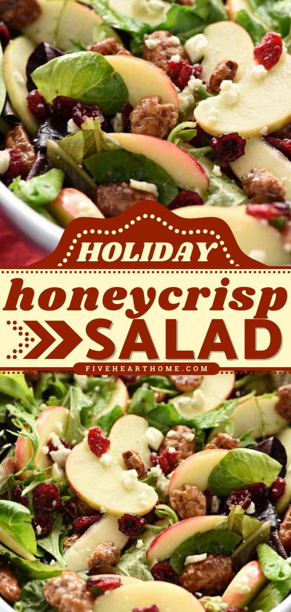 Holiday Honeycrisp Salad, thanksgiving dinner, salad recipes Honeycrisp Salad, Desert Salad, Thanksgiving Diner, Thanksgiving Salad Recipes, Crisp Salad, Christmas Salad Recipes, Thanksgiving Salad, Christmas Salad, Holiday Salads