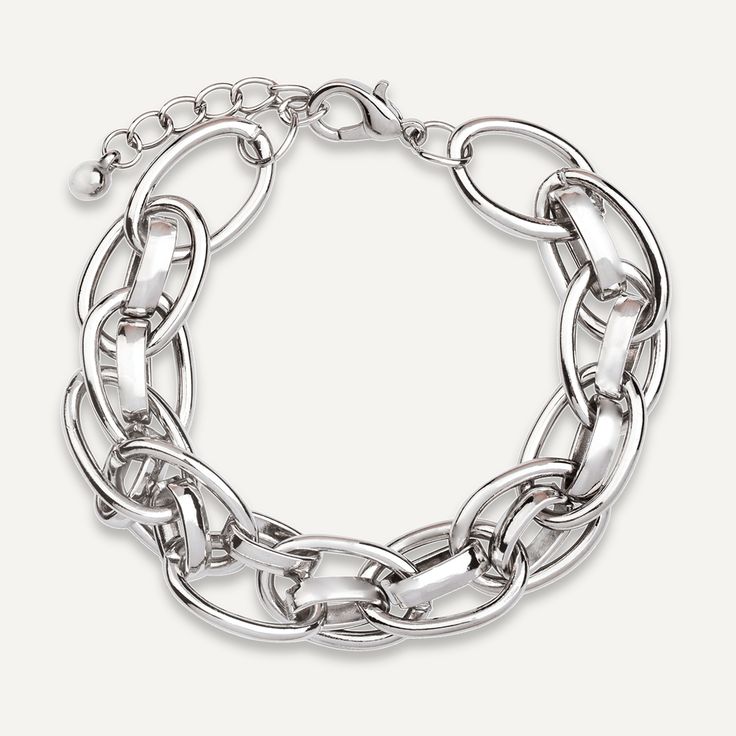 Chunky Silver Chain Clasp Bracelet - D&X Retail Multi Chain Bracelet, Clasp Bracelet, Sustainable Jewelry, Bracelet Clasps, Inspired Jewelry, Bold Design, Out On The Town, Mixed Metals, Jewelry Silver