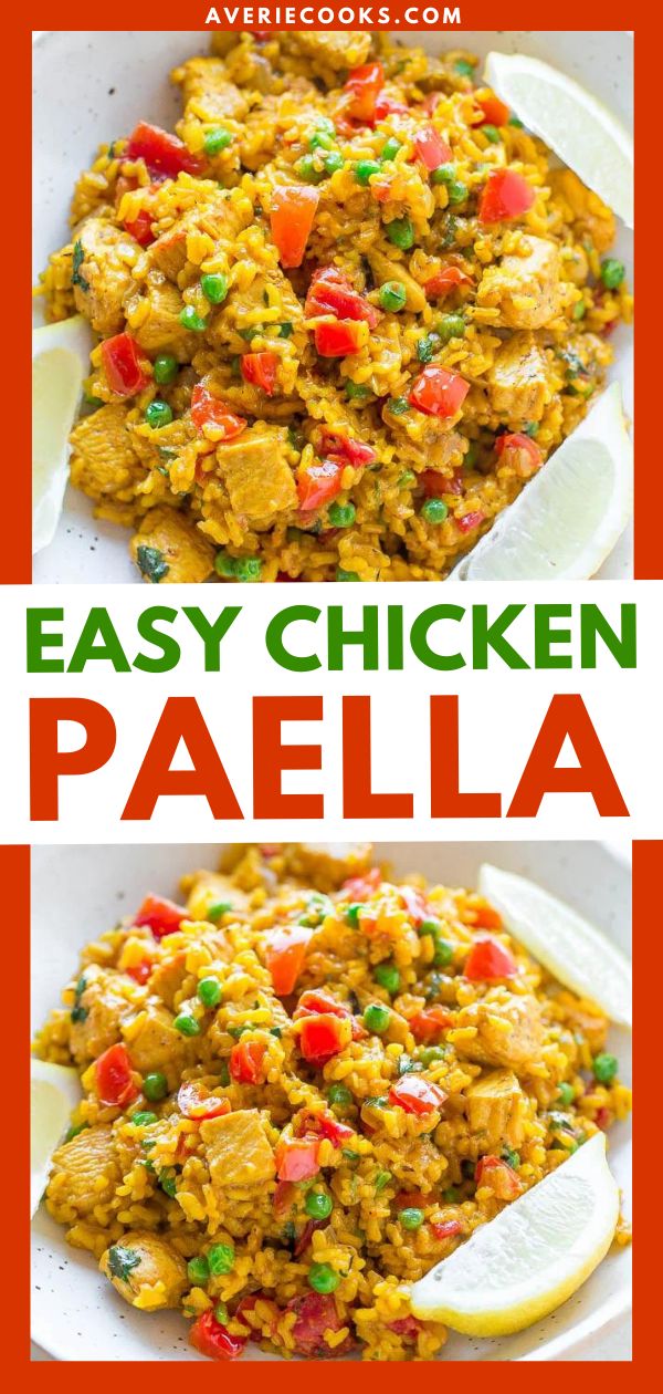 easy chicken paella recipe with peas and tomatoes