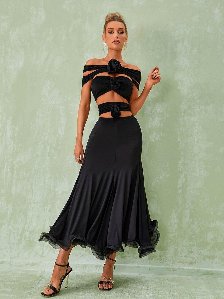 Katerina Skirt In Black Chic Evening Maxi Flared Skirt, Elegant Flare Flowy Skirt, Elegant Evening Tiered Maxi Skirt, Chic Flare Evening Skirt, Chic Evening Flare Skirt, Chic Tiered Maxi Skirt For Party, Chic Flared Maxi Skirt For Party, Elegant Flare Black Skirt, Chic Party Maxi Skirt Flared