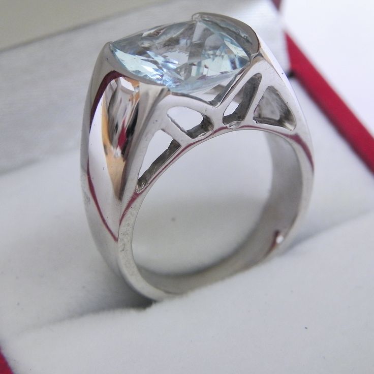 AAAA Dravite Tourmaline Rare Cushion Cut 10x10mm 5.74 Carats 14K White gold ring. 0745 This ring is timeless in it's simplicity. I do offer this is any type of gemstone. I also offer this, as with all my rings as a blank mounting for your stone. Please note that the stone shown in the images is the actual one that you will be purchasing. No exceptions. Please also note, and I am sure that you have already noticed that the stone shown in the images has not been fully set in the ring. This is deli Formal Blue Topaz Ring With Tension Setting, Blue Topaz Rings With Polished Finish For Anniversary, Concave Gemstone Ring For Anniversary, Anniversary Gemstone Ring With Concave Shape, Formal White Gold Topaz Ring With Tension Setting, Anniversary Concave Gemstone Ring, Dravite Tourmaline, Types Of Gemstones, 14k White Gold Ring