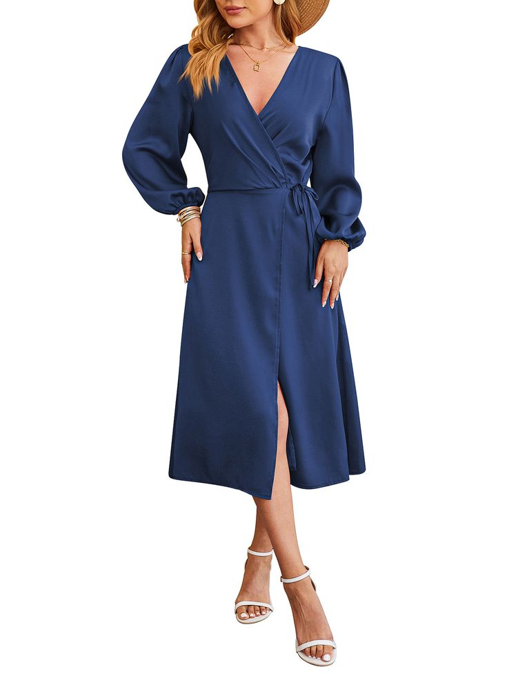 F00239470-113 Summer Long Sleeve, Spring Dresses Women, Split Dress, Romantic Dinner, Dress Spring, Spring Summer Dress, Summer Clothing, Satin Dress, Summer Outfits Women