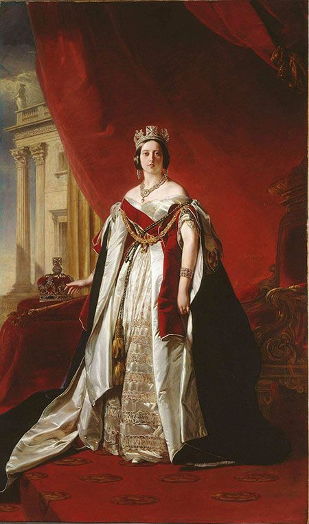 a painting of a woman in an ornate dress and tiara, standing with her hands on her hips