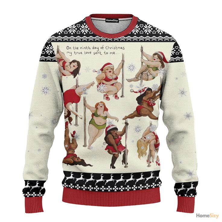 This FamilyStore.com exclusive Ugly Christmas Sweater design is guaranteed to get attention and get the party started. It’s sure to be your best holiday purchase yet! Description: This is a customized product with a customized design. High-quality material - Made from 100% polyester, shrink-proof and anti-wrinkle. Lightweight crew neck sweater, soft and durable fabric that has a cotton feel to it. Best technique - Each panel is individually printed, cut and sewn to ensure a flawless graphic with no imperfections. All-over printed without ever fading. Comfortable and fashionable - Unisex and relaxed fit, breathable and soft material, this sweater is a great choice for warm weather. Loose and casual style makes it perfect for vacation, going shopping, working, hiking or casual wear. The perf Nine Ladies Dancing, Unique Ugly Christmas Sweater, Ladies Dancing, Outfit For Christmas, Christmas Sweater Design, Funny Christmas Sweaters, Sweater Fabric, Going Shopping, Christmas Sweater Men