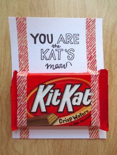 a candy bar with the words you are kate's mom written on it next to an envelope