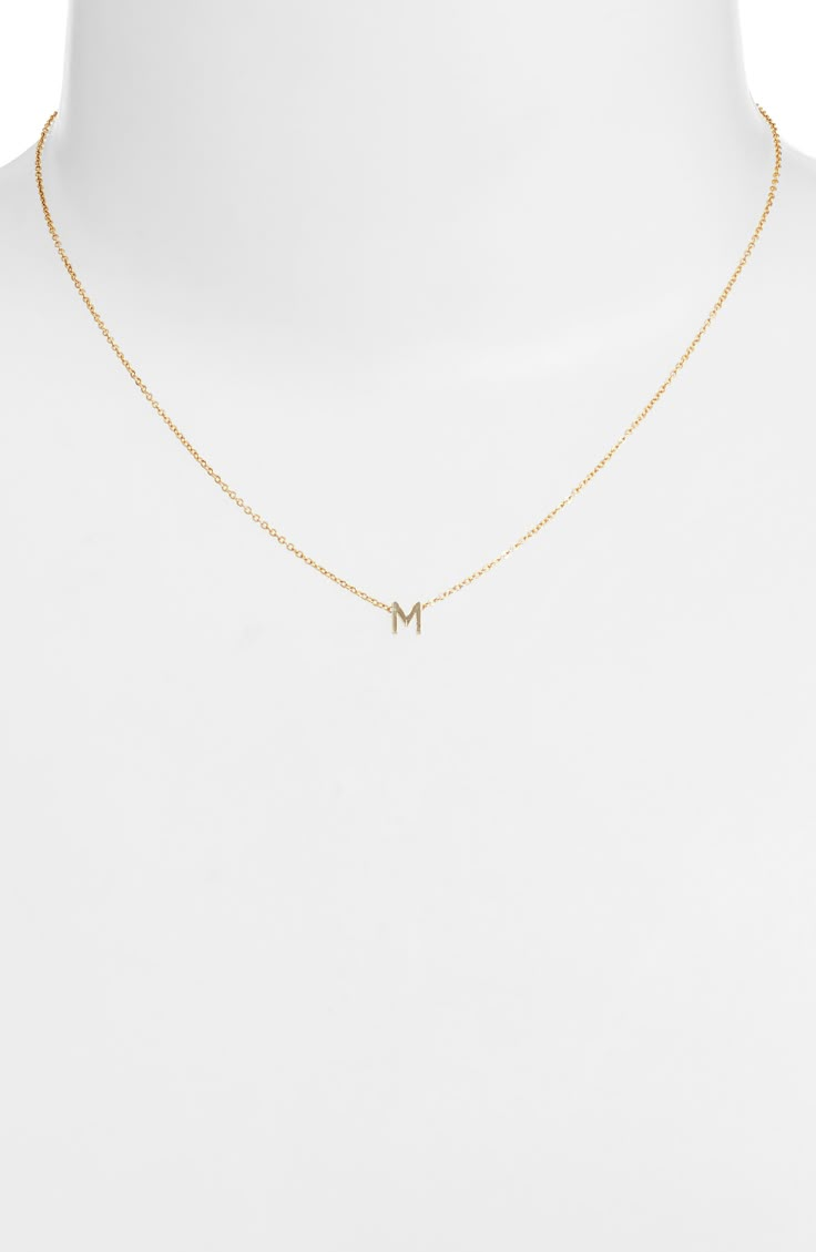 Personalize your stack with this layering-friendly necklace centered with a dainty pendant of your favorite initial filled with 14-karat yellow gold. 16" length 14k-gold fill Made in the USA Initial Pendant Necklace Gold, Initial M, M Necklace, Dainty Initial Necklace, Dainty Pendant, Initial Pendant Necklace, Initial Pendant, Gold Pendant Necklace, Initial Necklace