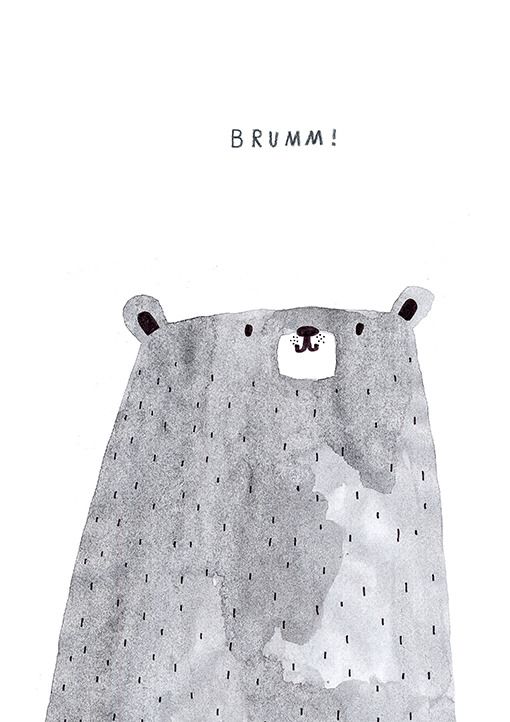 a drawing of a bear with the words brum on it