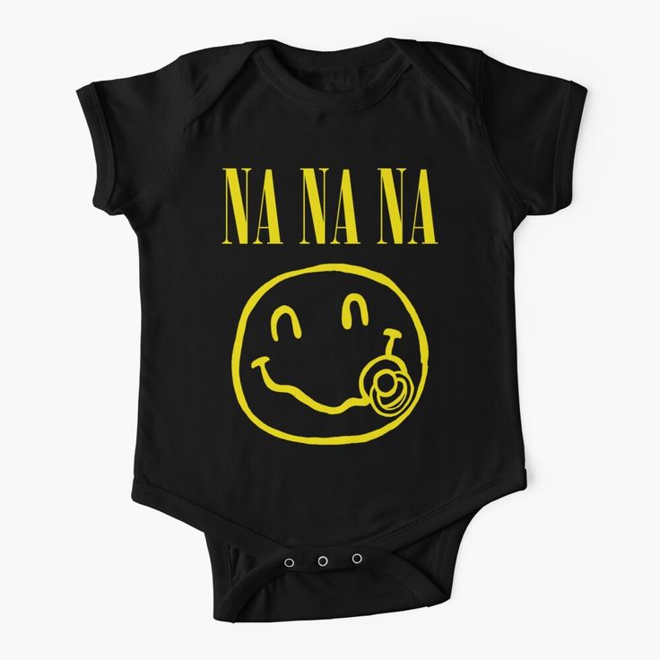 NA NA NA - Nirvana Presenting our range of rock and roll baby clothes, featuring funny and cute designs inspired by the world of rock, metal, punk, grunge and hip hop. --- #babies #babyfashion #babyclothes #babyonesies #rockandroll #rockmusic #heavyrock #grunge #punk #heavymetal #hiphop #nirvana #kurtcobain #music #babyshowergifts #babyshowerinspo #newbaby #babygifts #parenting #momlife #coolmom #dadlife #coolbabyclothes #coolbaby #redbubble #design #musicislife #vinyl #musicmemes Funny Nirvana, Punk Baby Clothes, Punk Rock Baby, Camisa Rock, Baby Band, Punk Baby, Rock Band Logos, Rock A Bye Baby, Goth Baby